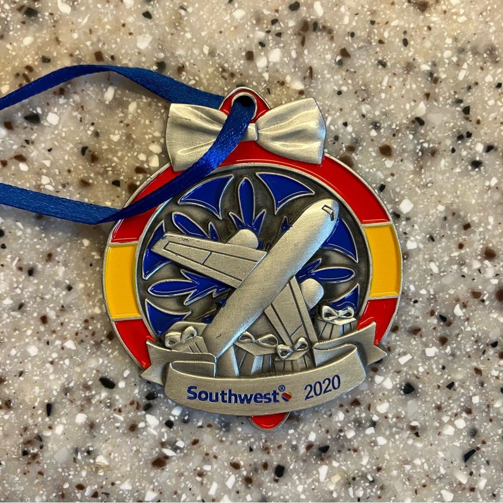 Southwest Airlines 2020 Ornament with Blue Ribbon